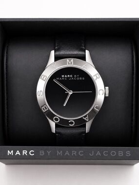 Marc by Marc Jacobs “Blade” Watch Silver and Black Leather